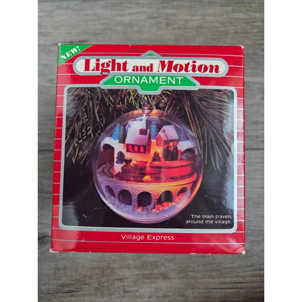 Hallmark Village Express Light and Motion Christmas Ornament Train WORKS Vintage